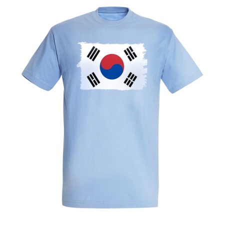 CAMISETA AZUL CIELO bandera corea del sur pais gobierno coreano moda verano personalizada