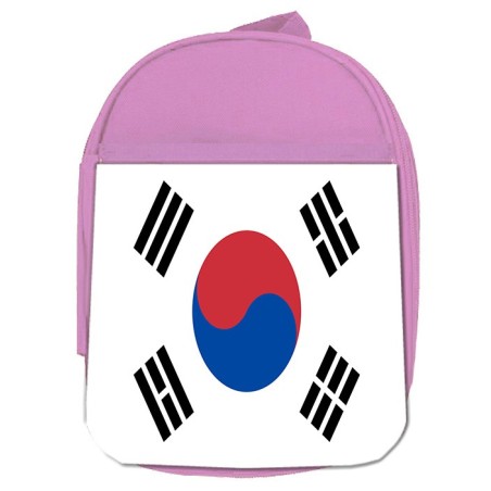 MOCHILA ROSA bandera corea del sur pais gobierno coreano escolar personalizado picnic excursión deporte