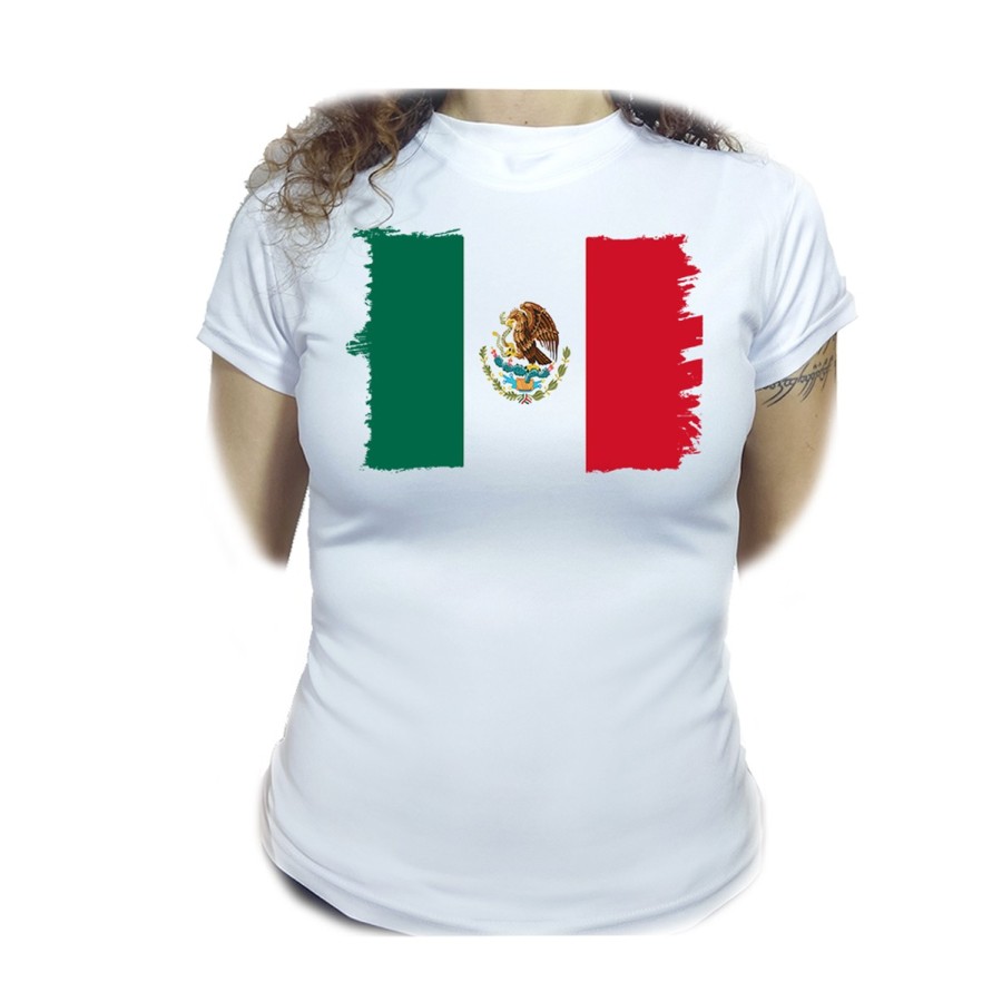 CAMISETA MUJER bandera mejico pais gobierno mexico moda personalizada