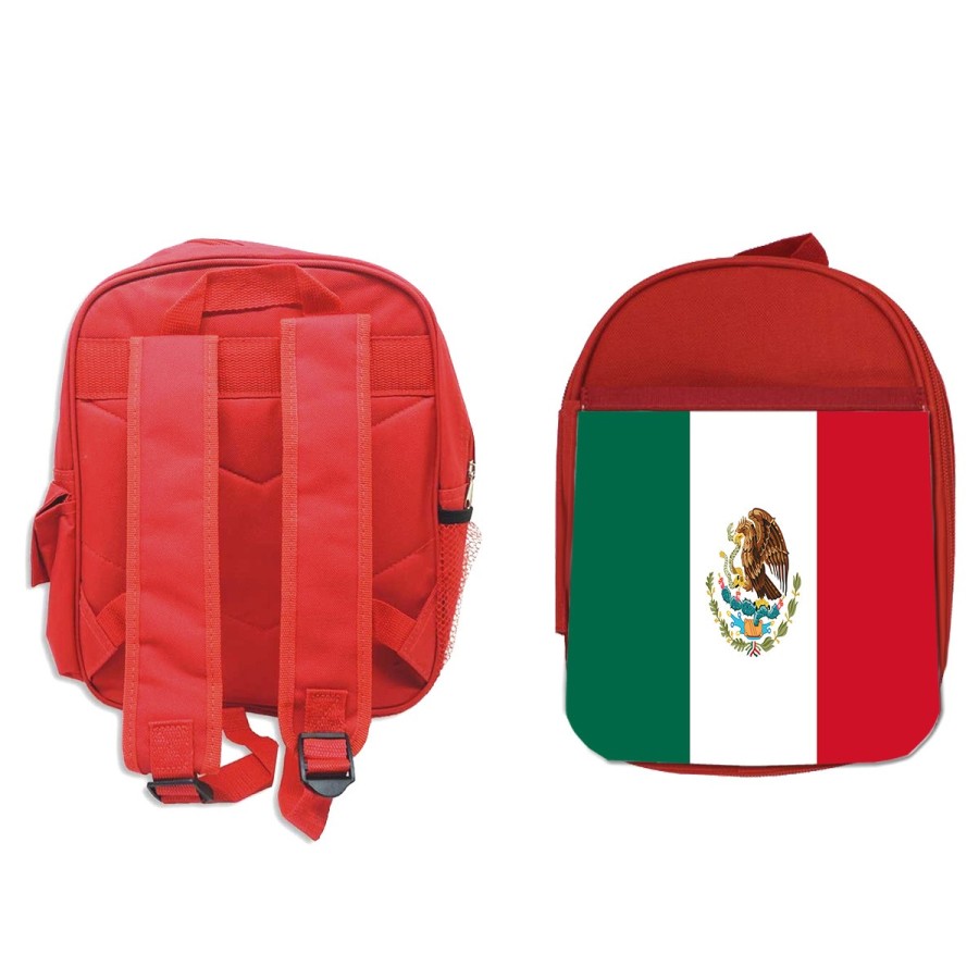 MOCHILA ROJA bandera mejico pais gobierno mexico escolar personalizado