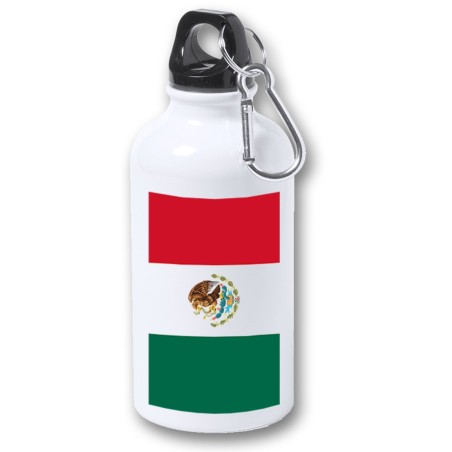 BIDON 400ML METALICO bandera mejico pais gobierno mexico para viaje y deporte