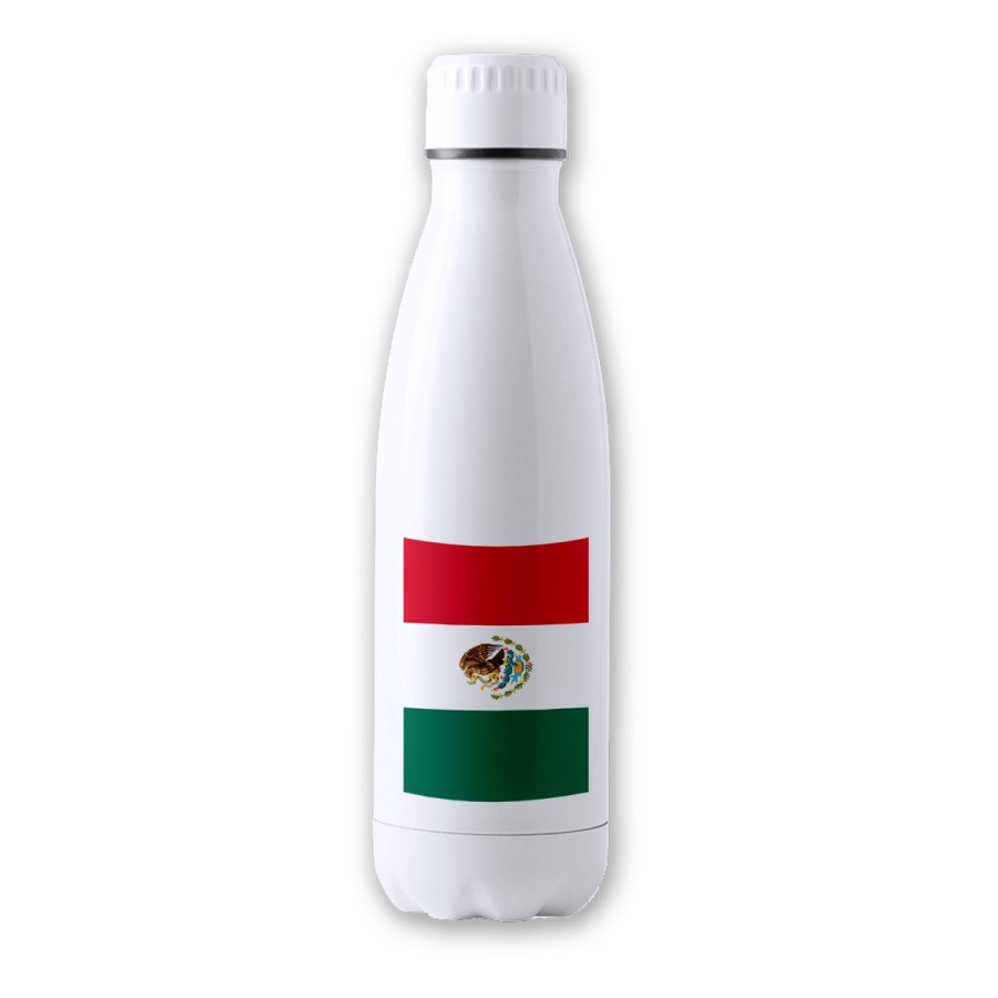 BIDON 700 ML ACERO INOXIDABLE bandera mejico pais gobierno mexico tapon seguridad botella