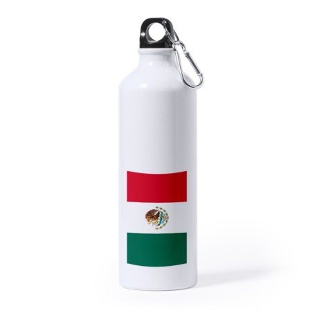 BIDON GRANDE 800 ML ACERO INOXIDABLE bandera mejico pais gobierno mexico deporte deportivo mosqueton botella