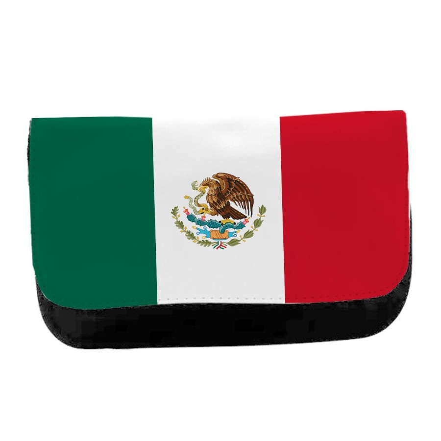 ESTUCHE NECESER DE LONA bandera mejico pais gobierno mexico unisex negro bolsa aseo multiusos