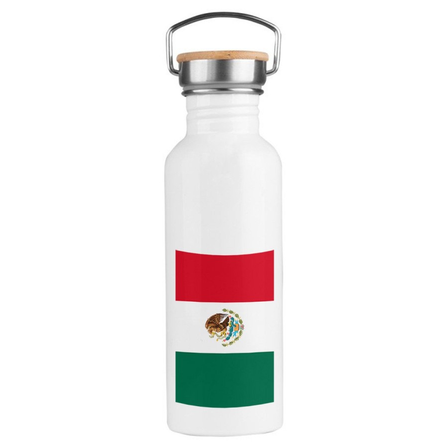 BIDON 750 ML ACERO INOXIDABLE ESTILO RETRO bandera mejico pais gobierno mexico deporte deportivo botella