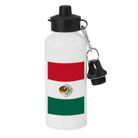 BIDON 600 ML ACERO INOXIDABLE CON CHUPON bandera mejico pais gobierno mexico escolar deporte bicicleta