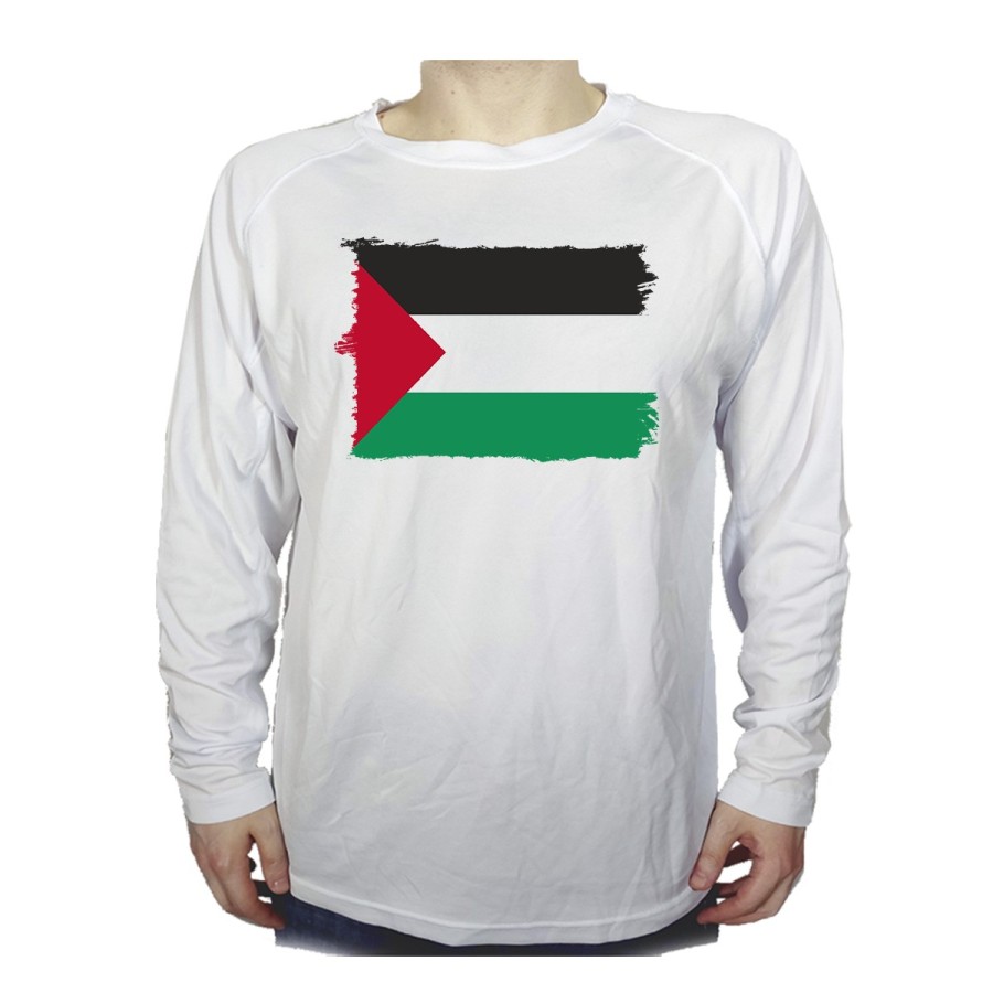 CAMISETA MANGA LARGA bandera palestina pais gobierno palestino personalizada