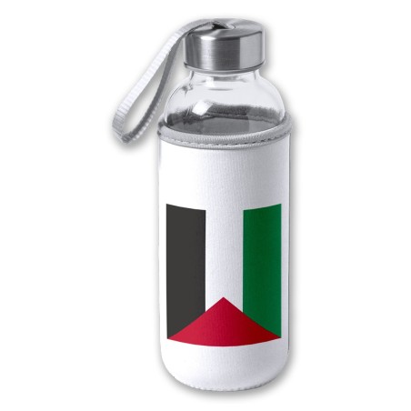 BIDON DE 420 ML CON FUNDA DE NEOPRENO bandera palestina pais gobierno palestino tapon seguridad