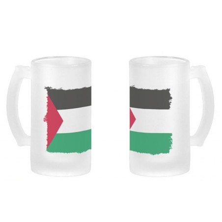 JARRA CERVEZA CRISTAL bandera palestina pais gobierno palestino esmerilada esmerilado 500ml