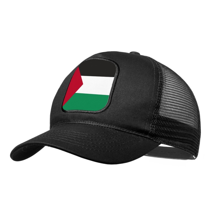 GORRA NEGRA CON REJILLA bandera palestina pais gobierno palestino moda deporte