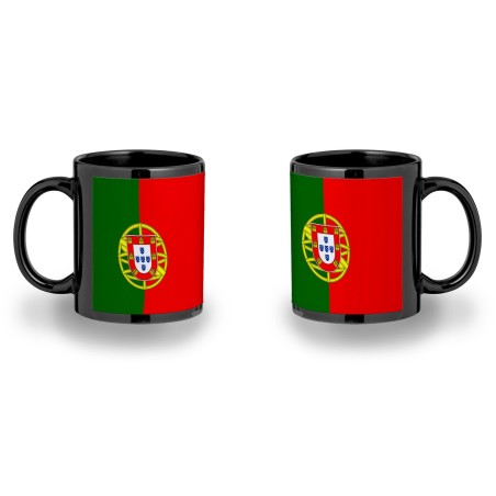 TAZA COMPLETAMENTE NEGRA bandera portugal pais gobierno portugués personalizada