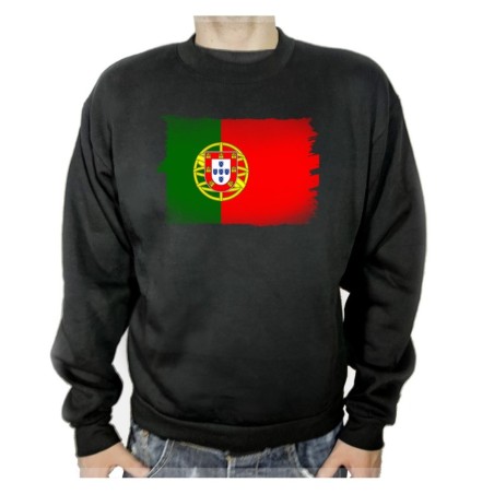 SUDADERA NEGRA bandera portugal pais gobierno portugués adulto poliester algodón personalizada