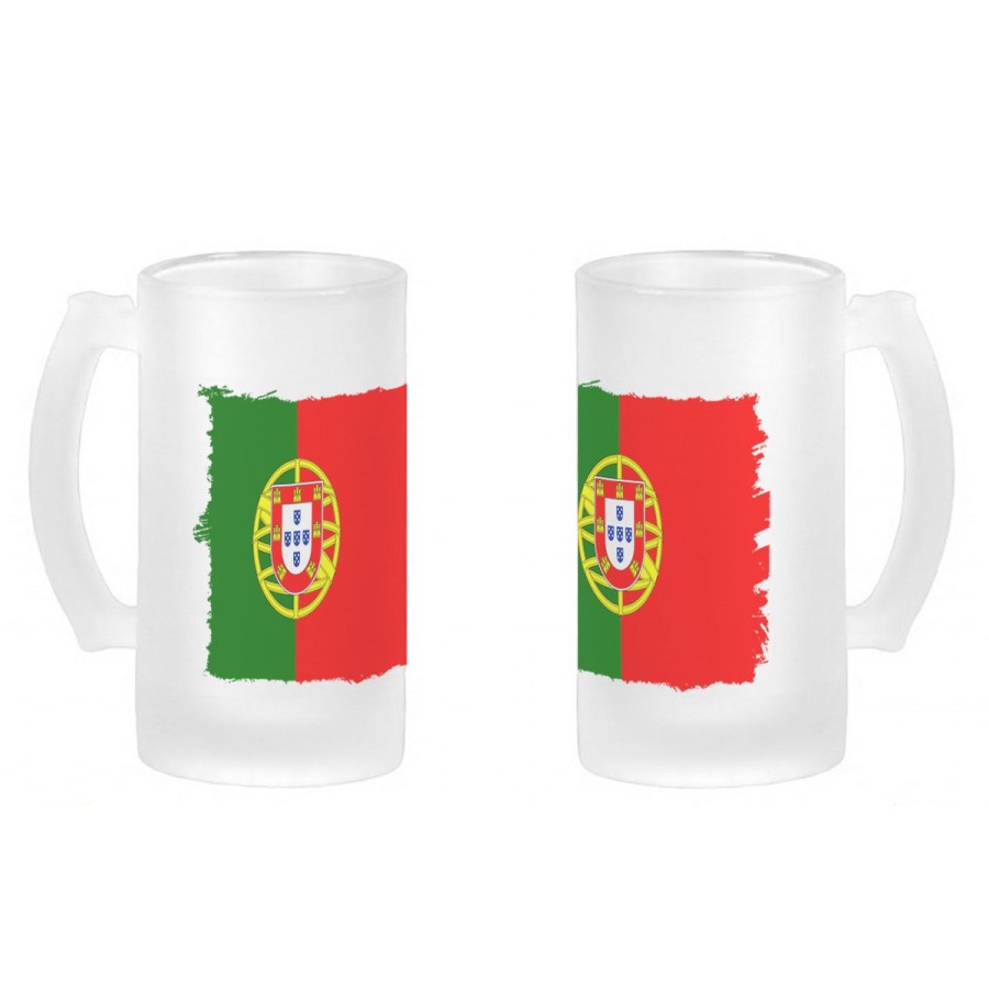 JARRA CERVEZA CRISTAL bandera portugal pais gobierno portugués esmerilada esmerilado 500ml