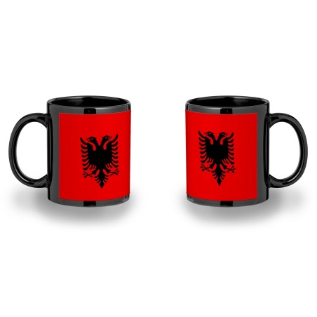 TAZA COMPLETAMENTE NEGRA bandera albania pais gobierno albanés personalizada