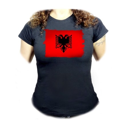 CAMISETA NEGRA MUJER bandera albania pais gobierno albanés oferta personalizada