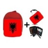 PACK MOCHILA ROJA Y ESTUCHE bandera albania pais gobierno albanés material escolar