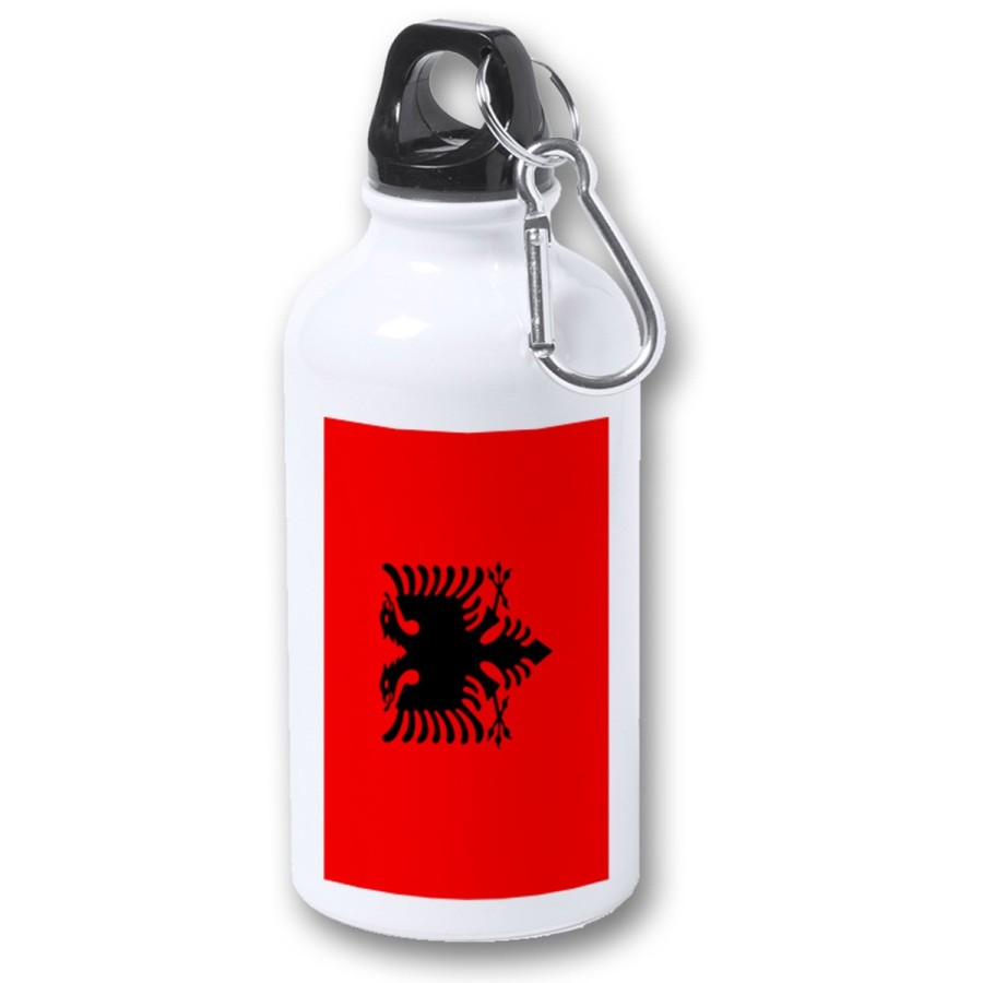 BIDON 400ML METALICO bandera albania pais gobierno albanés para viaje y deporte