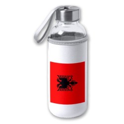 BIDON DE 420 ML CON FUNDA DE NEOPRENO bandera albania pais gobierno albanés tapon seguridad