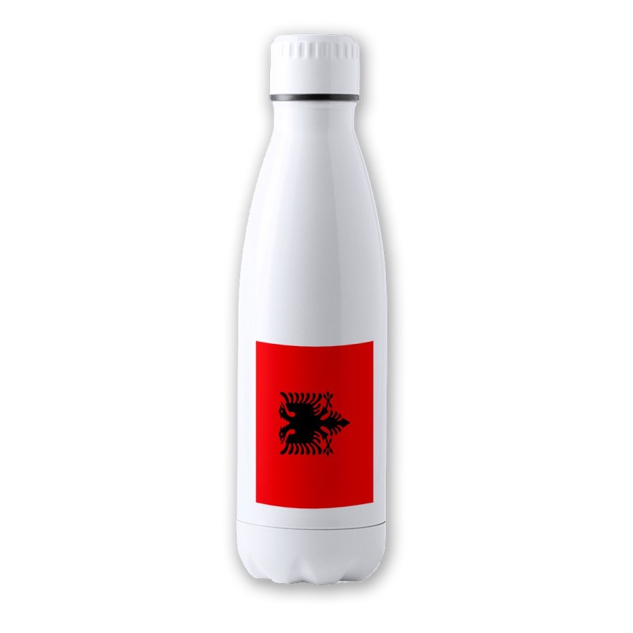 BIDON 700 ML ACERO INOXIDABLE bandera albania pais gobierno albanés tapon seguridad botella