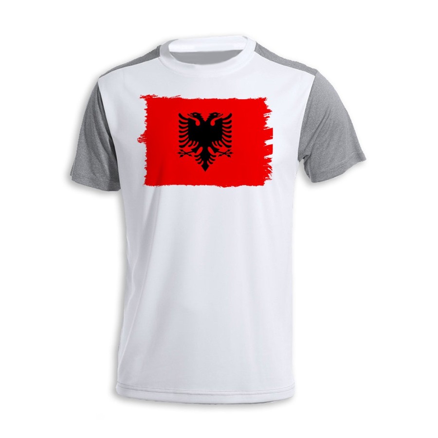 CAMISETA DISEÑO BICOLOR bandera albania pais gobierno albanés personalizada