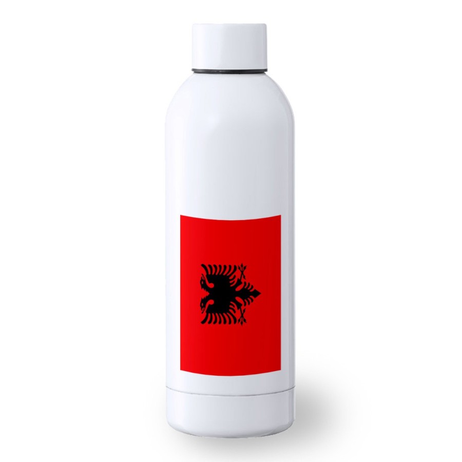 BIDON 500 ML ACERO INOXIDABLE bandera albania pais gobierno albanés deporte deportivo botella senderismo