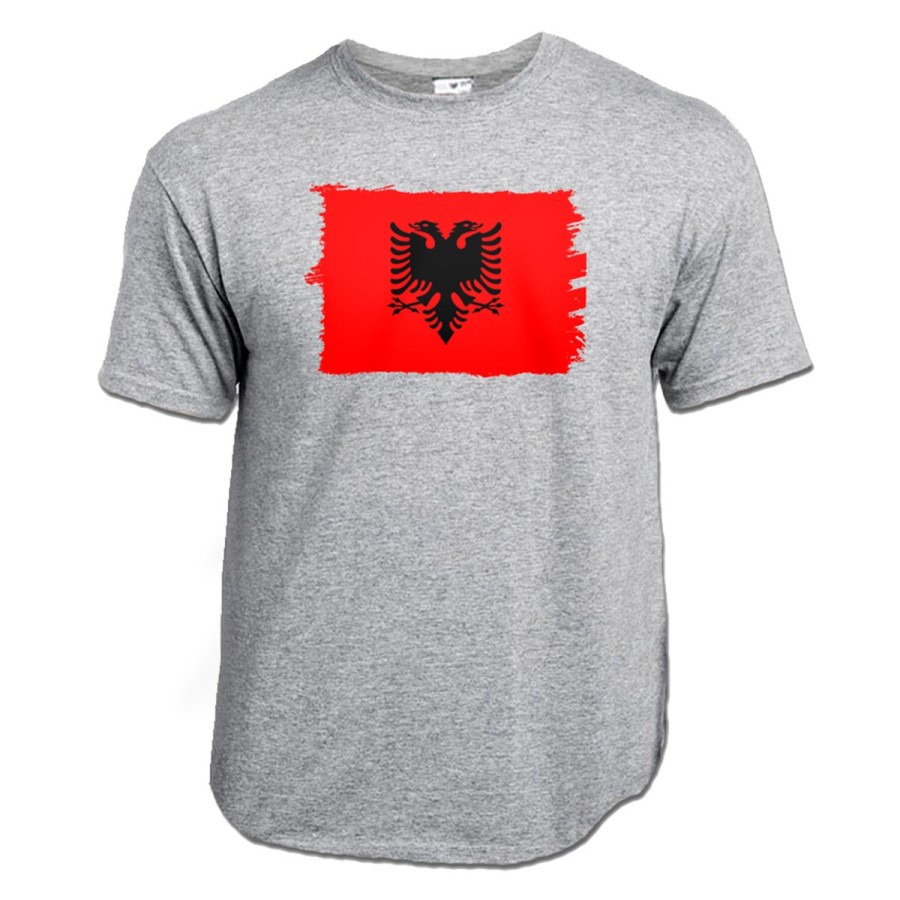 CAMISETA GRIS MEZCLA bandera albania pais gobierno albanés moda verano personalizada