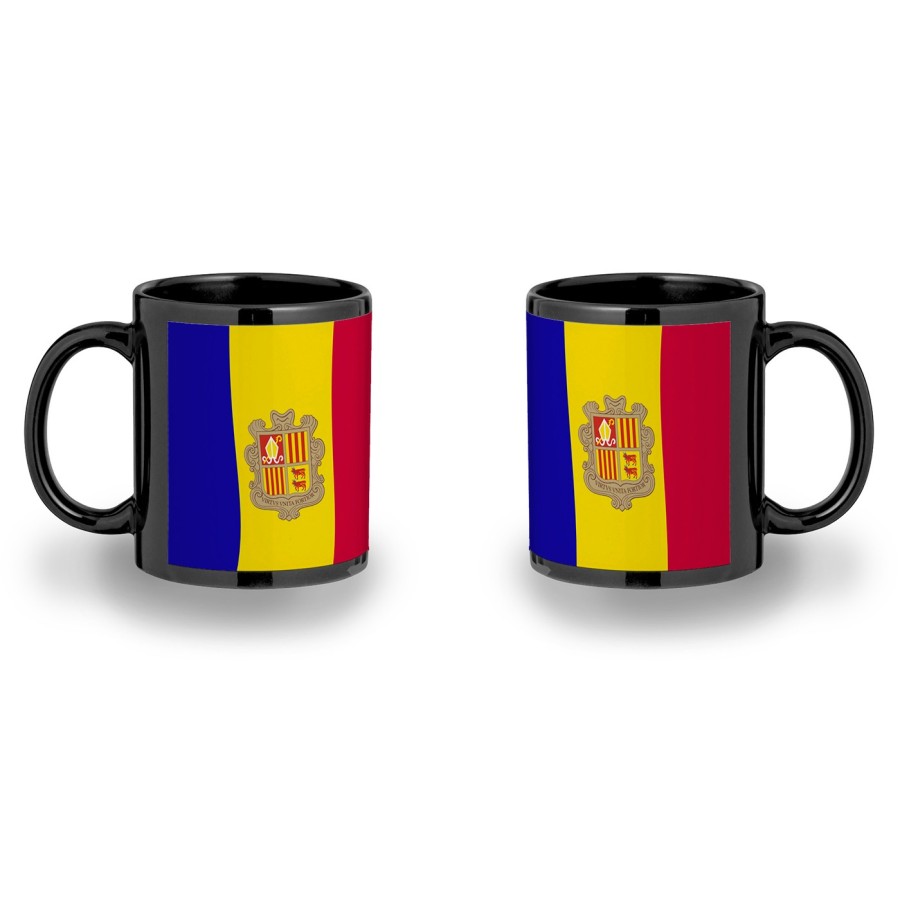 TAZA COMPLETAMENTE NEGRA bandera andorra pais gobierno andorrano personalizada