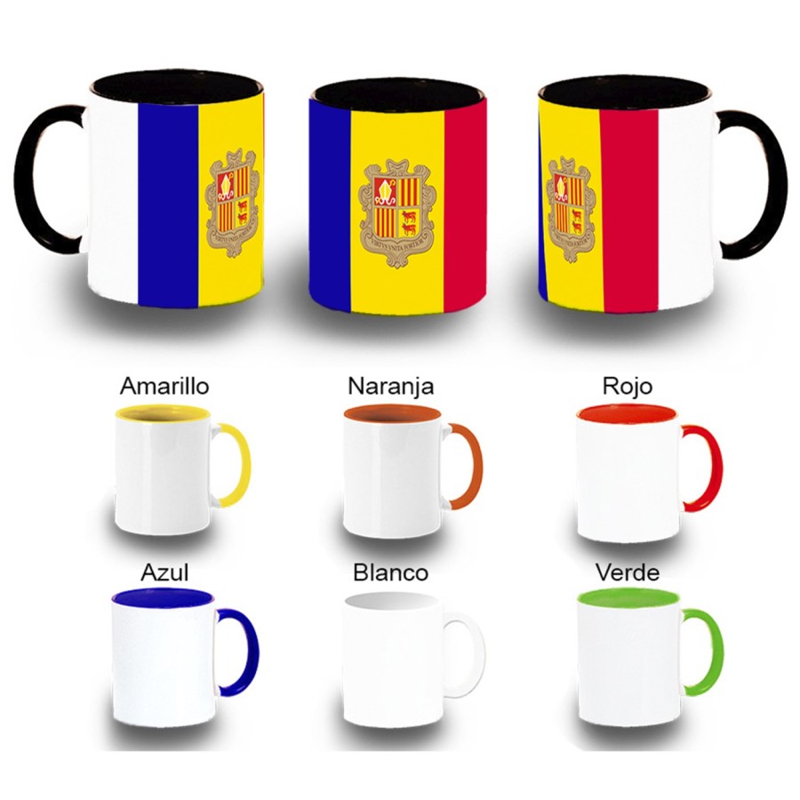 TAZA COLORES bandera andorra pais gobierno andorrano color personalizada