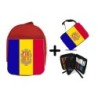 PACK MOCHILA ROJA Y ESTUCHE bandera andorra pais gobierno andorrano material escolar