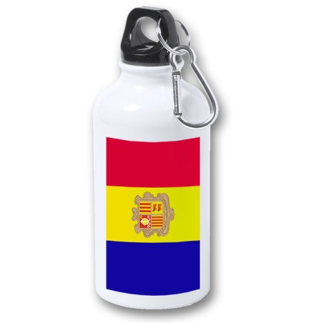 BIDON 400ML METALICO bandera andorra pais gobierno andorrano para viaje y deporte