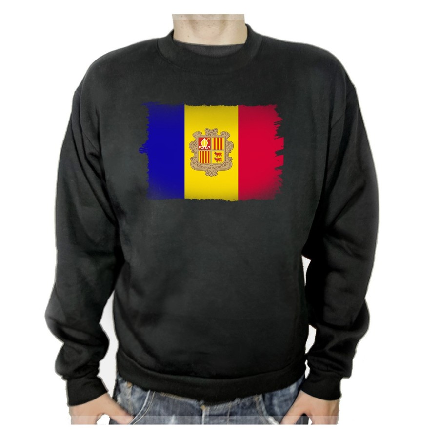 SUDADERA NEGRA bandera andorra pais gobierno andorrano adulto poliester algodón personalizada