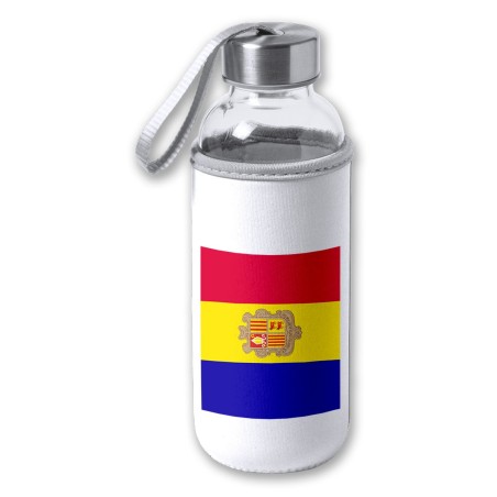 BIDON DE 420 ML CON FUNDA DE NEOPRENO bandera andorra pais gobierno andorrano tapon seguridad