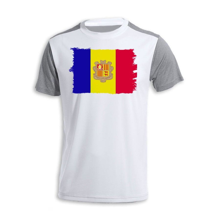 CAMISETA DISEÑO BICOLOR bandera andorra pais gobierno andorrano personalizada