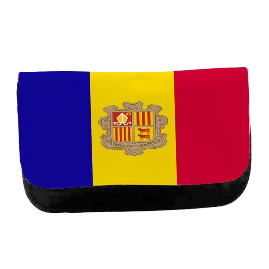 ESTUCHE NECESER DE LONA bandera andorra pais gobierno andorrano unisex negro bolsa aseo multiusos