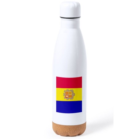 BIDON 750 ML ACERO INOXIDABLE ADORNO DE CORCHO bandera andorra pais gobierno andorrano tapon botella