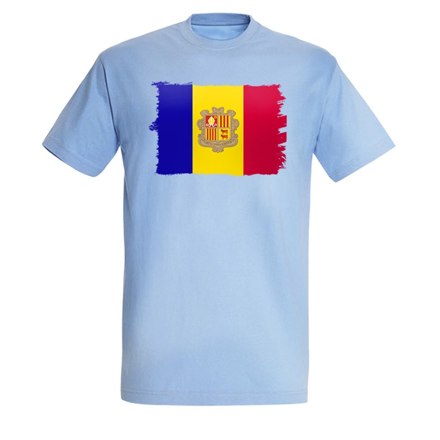 CAMISETA AZUL CIELO bandera andorra pais gobierno andorrano moda verano personalizada