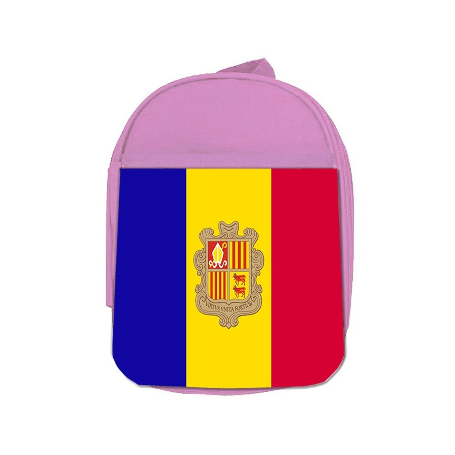 MOCHILA ROSA bandera andorra pais gobierno andorrano escolar personalizado picnic excursión deporte