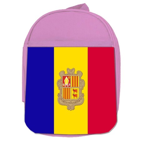 MOCHILA ROSA bandera andorra pais gobierno andorrano escolar personalizado picnic excursión deporte