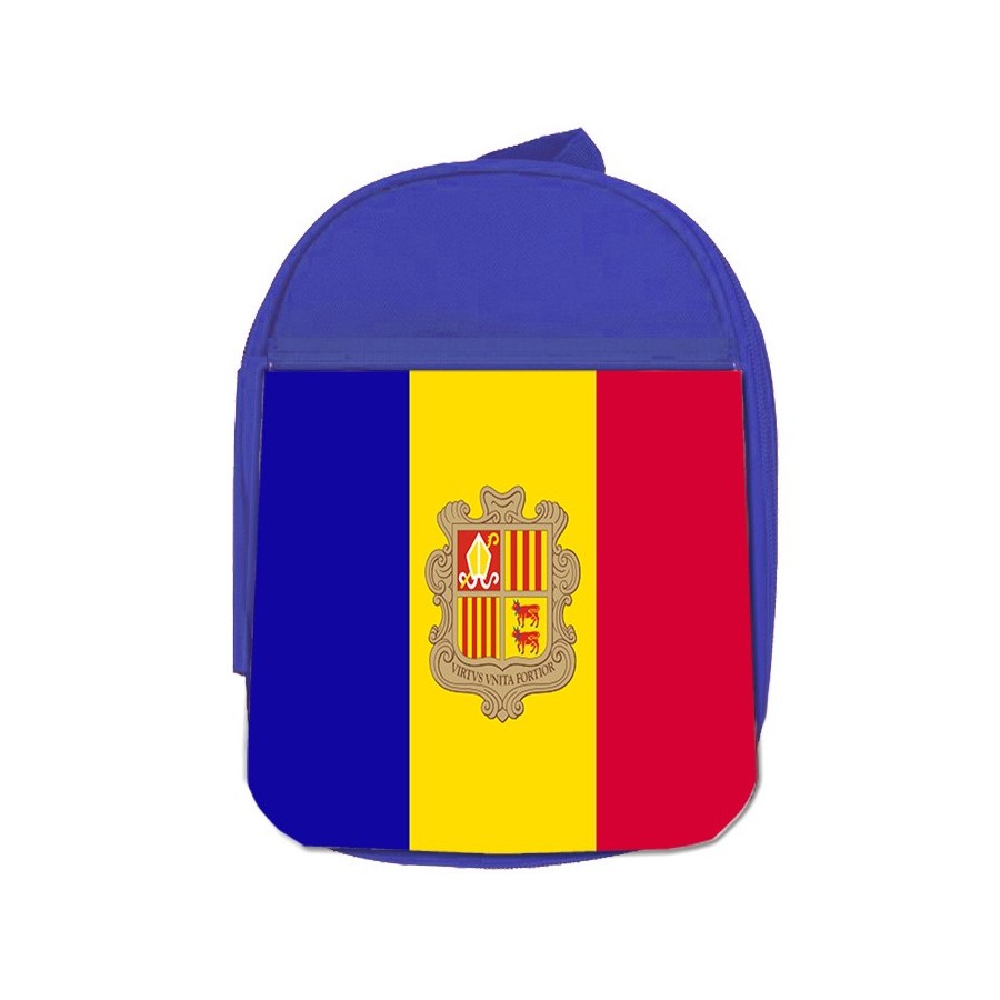 MOCHILA AZUL bandera andorra pais gobierno andorrano escolar personalizado picnic excursión deporte