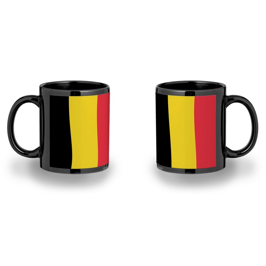 TAZA COMPLETAMENTE NEGRA bandera bélgica pais gobierno belga personalizada