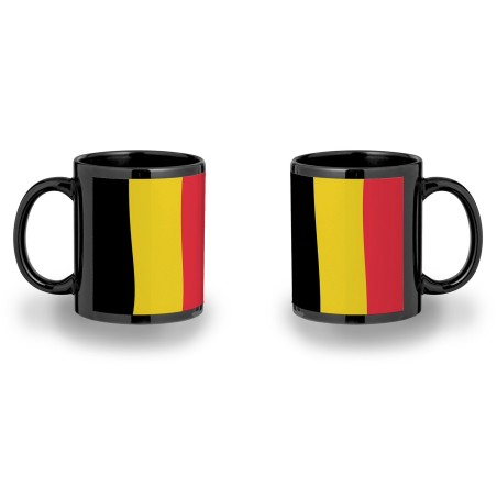 TAZA COMPLETAMENTE NEGRA bandera bélgica pais gobierno belga personalizada