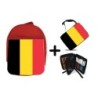 PACK MOCHILA ROJA Y ESTUCHE bandera bélgica pais gobierno belga material escolar