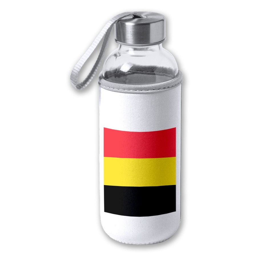 BIDON DE 420 ML CON FUNDA DE NEOPRENO bandera bélgica pais gobierno belga tapon seguridad