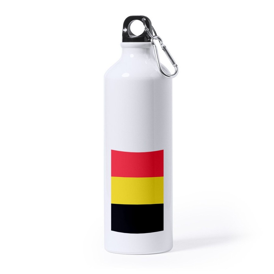 BIDON GRANDE 800 ML ACERO INOXIDABLE bandera bélgica pais gobierno belga deporte deportivo mosqueton botella