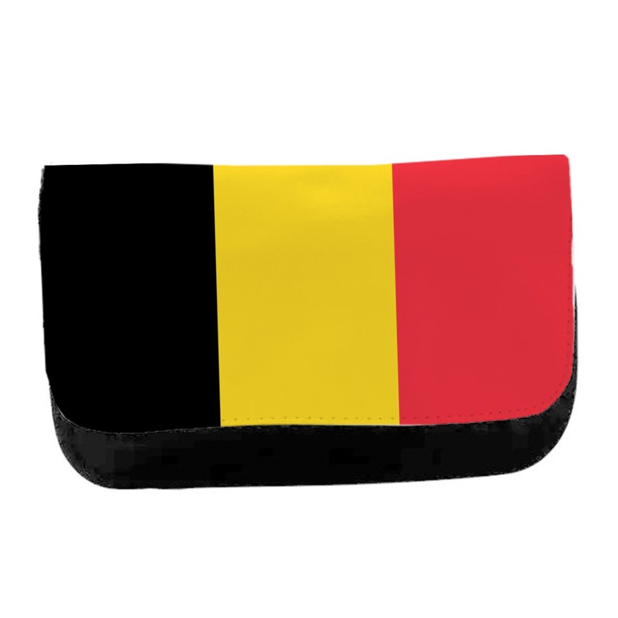 ESTUCHE NECESER DE LONA bandera bélgica pais gobierno belga unisex negro bolsa aseo multiusos