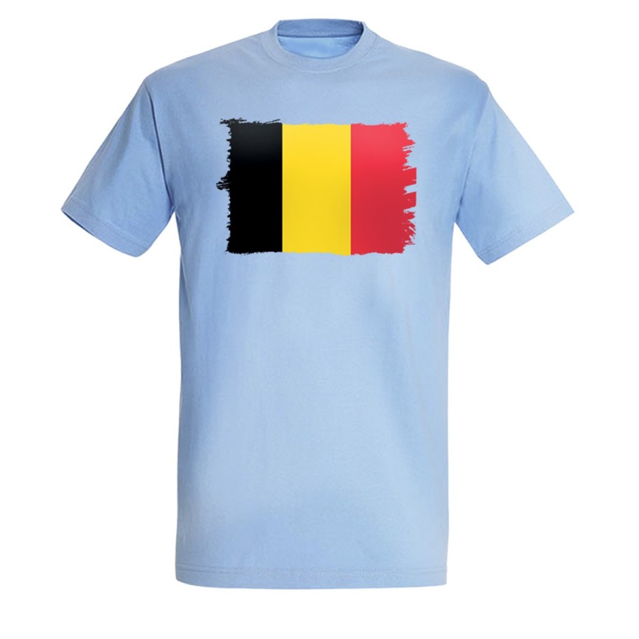 CAMISETA AZUL CIELO bandera bélgica pais gobierno belga moda verano personalizada