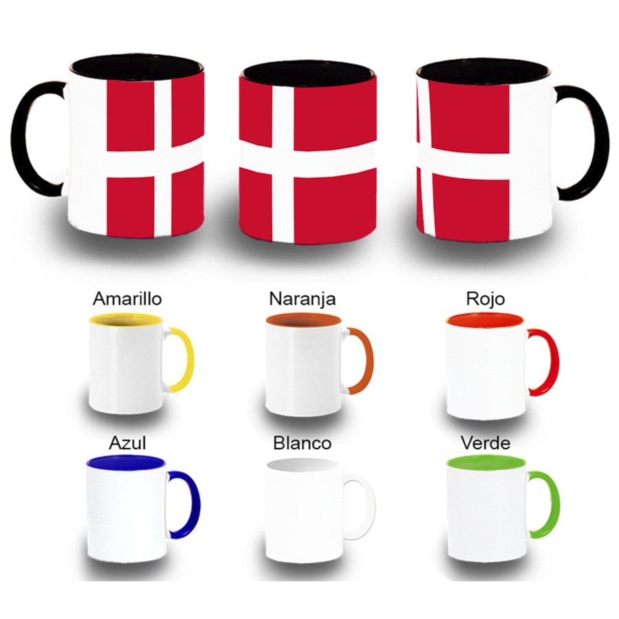 TAZA COLORES bandera dinamarca pais gobierno danés color personalizada