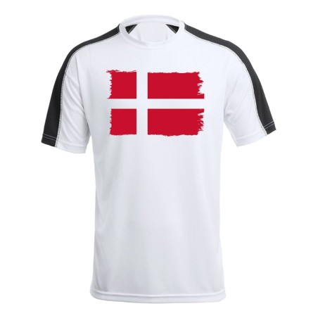 CAMISETA TÉCNICA FRANJA MANGAS NEGRA bandera dinamarca pais gobierno danés personalizada