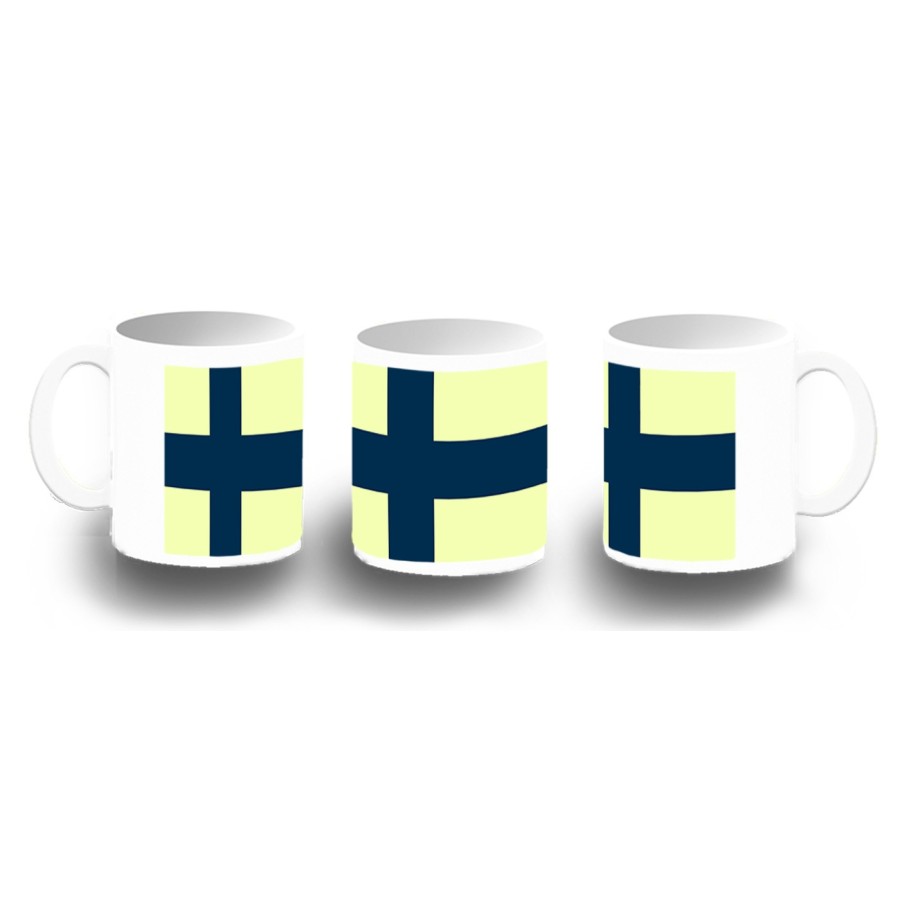 TAZA FOTOLUMINISCENTE bandera finlandia pais gobierno finlandés BRILLA OSCURIDAD