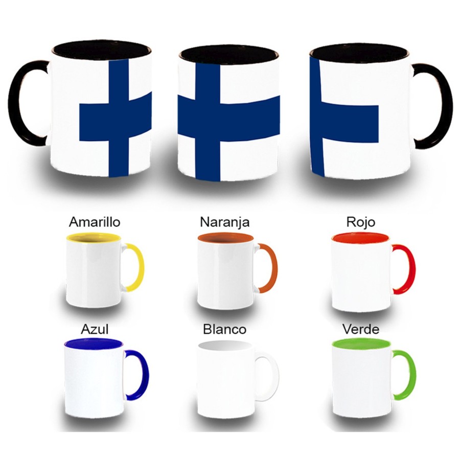 TAZA COLORES bandera finlandia pais gobierno finlandés color personalizada